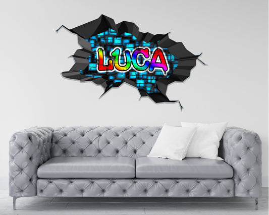 Personalized Graffiti Name Wall Decal - Custom Art Decor for Kids - Vibrant Wall Sticker - Unique Gift Idea - Colorful Brick Wall Mural