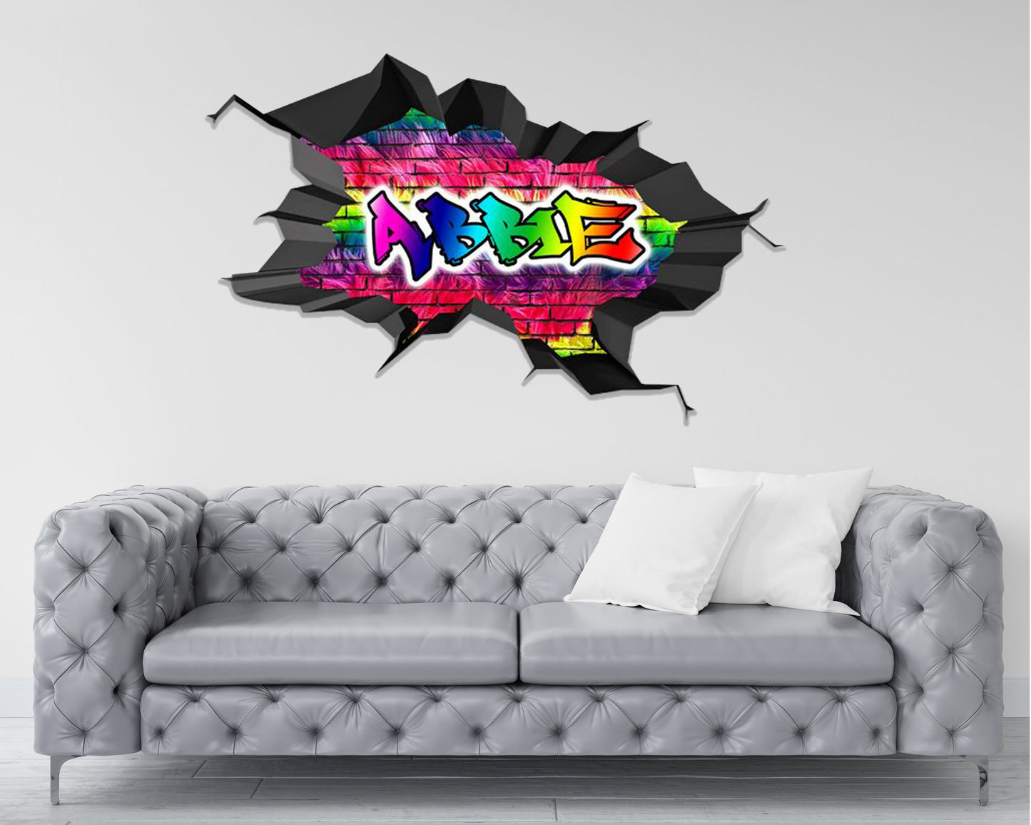 Personalized Graffiti Name Wall Decal - Vinyl Sticker - 3D Kids Room Decor - Removable Wall Art - Custom Name Wall Mural