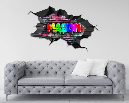 GRAFFITI WALL DECOR, Custom Art Decal, Personazlied Name Wall Decal, 3BattySisters Wall Decal, Gift For Kids, Custom Name Wall Sticker