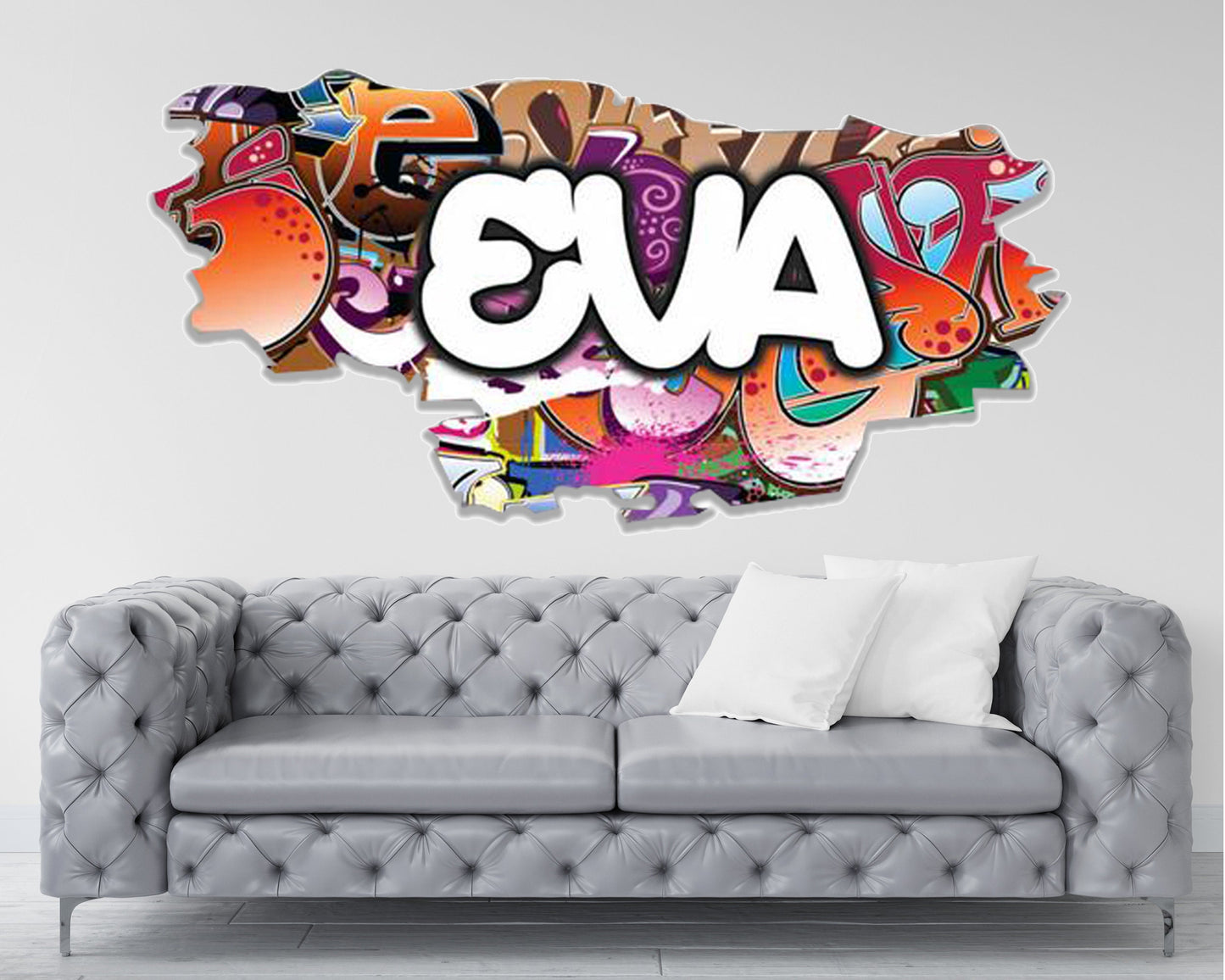 Custom 3D Graffiti Wall Art Decal - Personalized Kids Room Decor - Removable Vinyl Mural - Peel and Stick Wall Sticker - Nursery Decor