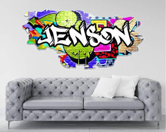 Personalized Graffiti Decal, Custom Name Wall Decal, Hip Hop Wall Decor, Vinyl Art Sticker, Custom Boys Room Wall Art, Removable Wall Mural