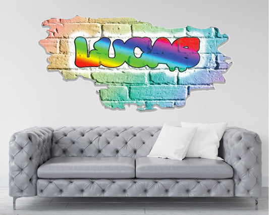 Custom Graffiti Wall Mural, Vinyl Wall Sticker, My Sticky Wall Decal, Home Decor Art, Personalized Wall Decal, Brick Wall Name Background