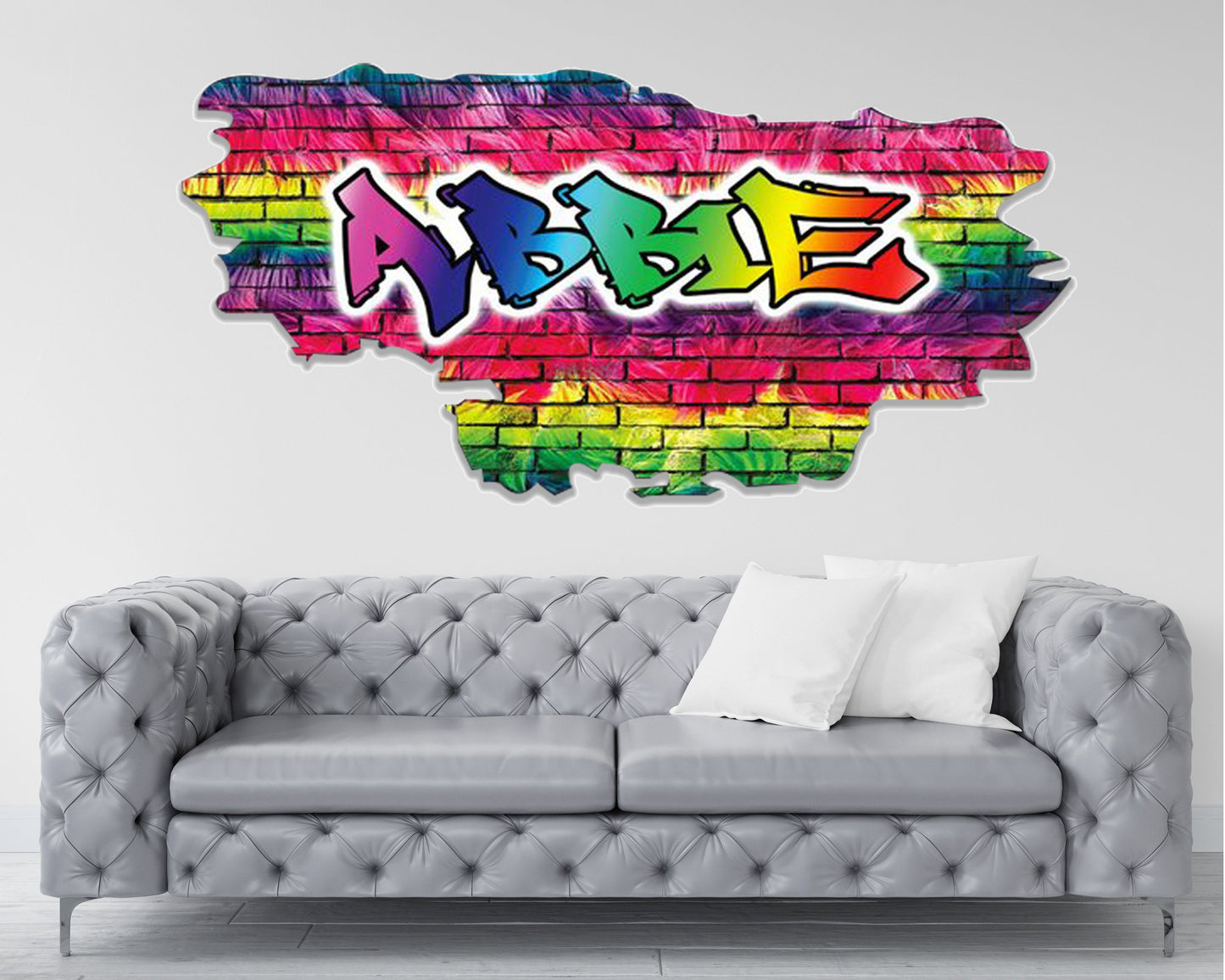 Custom Graffiti Name Wall Decal - Personalized Street Art Sticker - Unique Wall Decal- Eye-Catching Wall Decor - Brick Wall Background