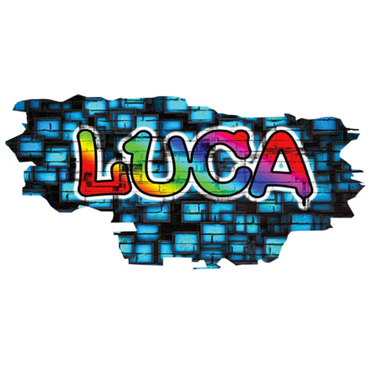 Graffiti Name Wall Decal, Colorful Brick Wall Background, Personalized Kids Rooms Decor - Hip Hop Vinyl Sticker, Street Art Design