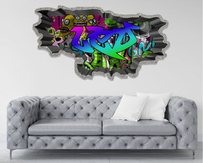 Graffiti Wall Art, Custom Graffiti Name, Boys Graffiti Wall Decor, Personalized Wall Decal, Name Art For Kids Wall, Graffiti Wall Sticker