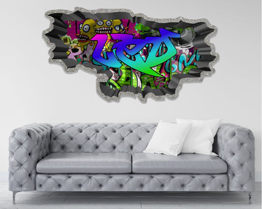 Graffiti Wall Art, Custom Graffiti Name, Boys Graffiti Wall Decor, Personalized Wall Decal, Name Art For Kids Wall, Graffiti Wall Sticker