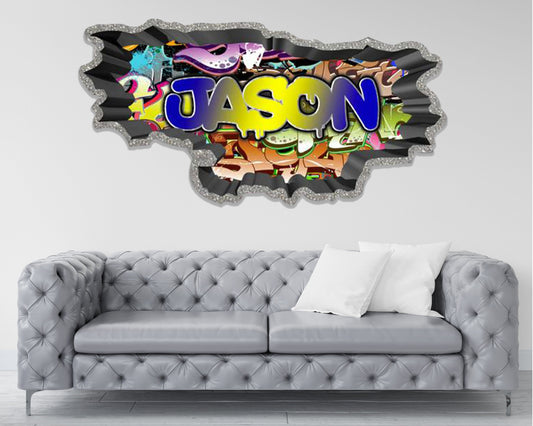 Custom Graffiti Wall Decals Name - Personalized Kids Rooms Decor Hip Hop Vinyl Sticker - Removable Peel and Stick Wall Mural - Custom Gift