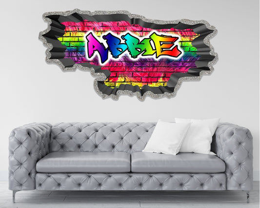 Colorful Graffiti Art Mural - 3D My Sticky Wall Decal - Vibrant Wall Decals Sticker - Unique Gift for Friends - Room Vinyl Wall Stickers