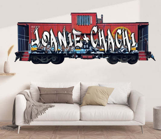 Custom Train Graffiti Name Wall Art - Personalized Wallpaper, Kids' Room Wall Decal, Nursery Decor, Teen Bedroom Art Mural, Wall Sticker