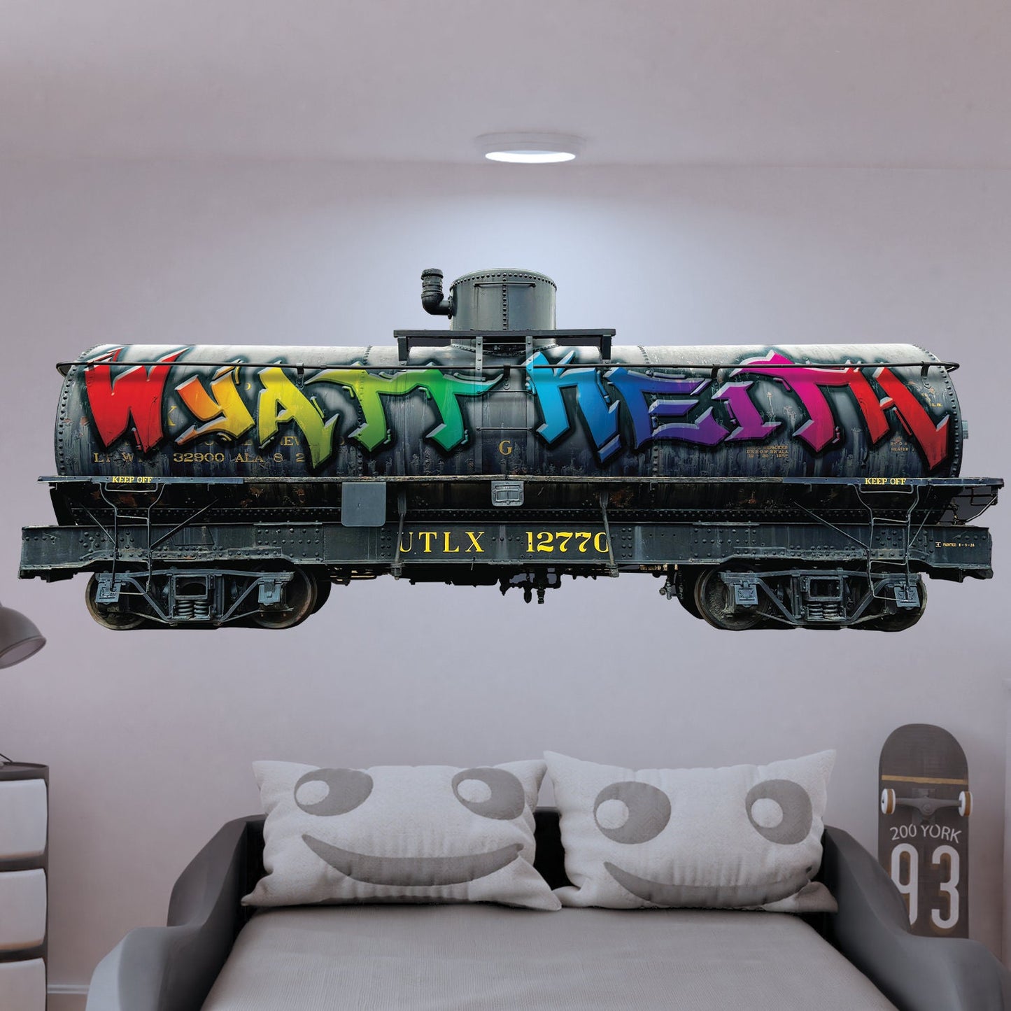 Custom Railroad Car Graffiti Wall Art - Personalized Name Wallpaper, Kids' Room Wall Decal, Nursery Decor, Bedroom Art Mural, Wall Sticker