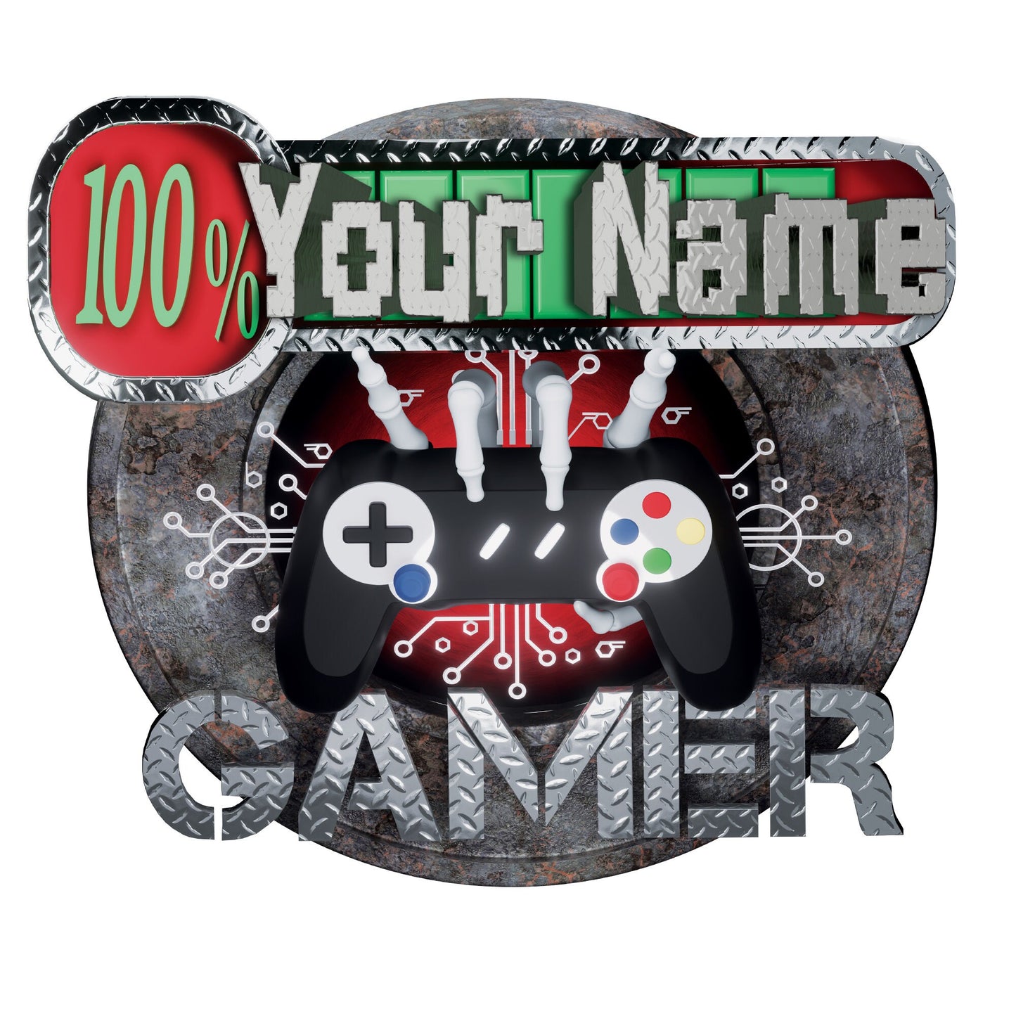 Custom Gamer Name Wall Decal - Personalized Video Game Sticker for Bedroom or Game Room - Vinyl Wall Art Mural, Easy to Apply & Remove