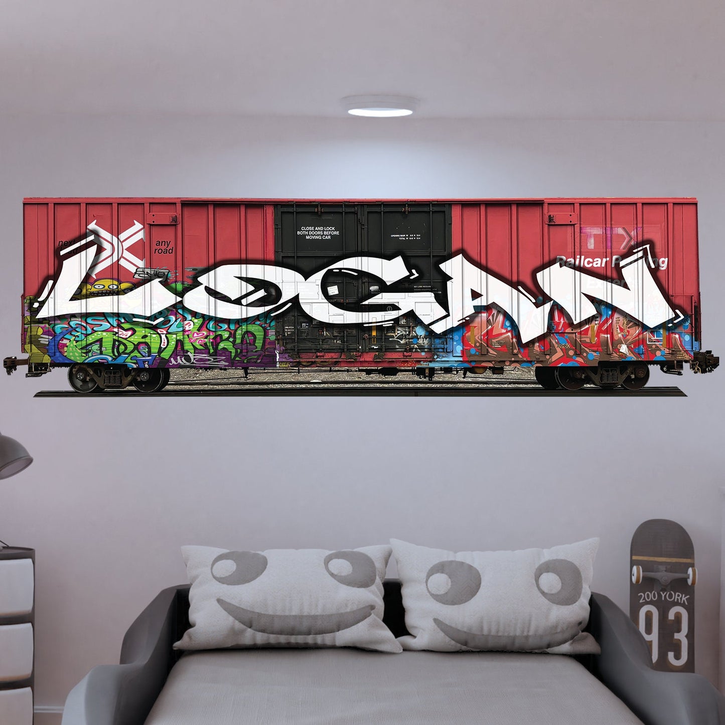 Custom Railway Graffiti Wall Art - Personalized Name Wallpaper, Kids' Room Wall Decal, Nursery Decor, Teen Bedroom Art Mural, Wall Sticker