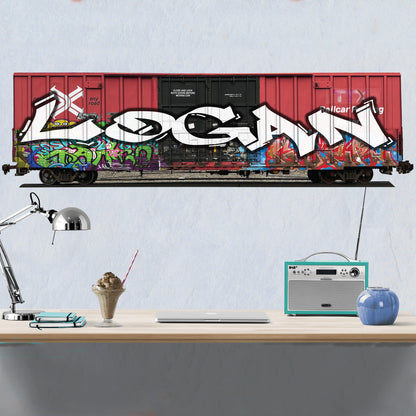 Custom Railway Graffiti Wall Art - Personalized Name Wallpaper, Kids' Room Wall Decal, Nursery Decor, Teen Bedroom Art Mural, Wall Sticker