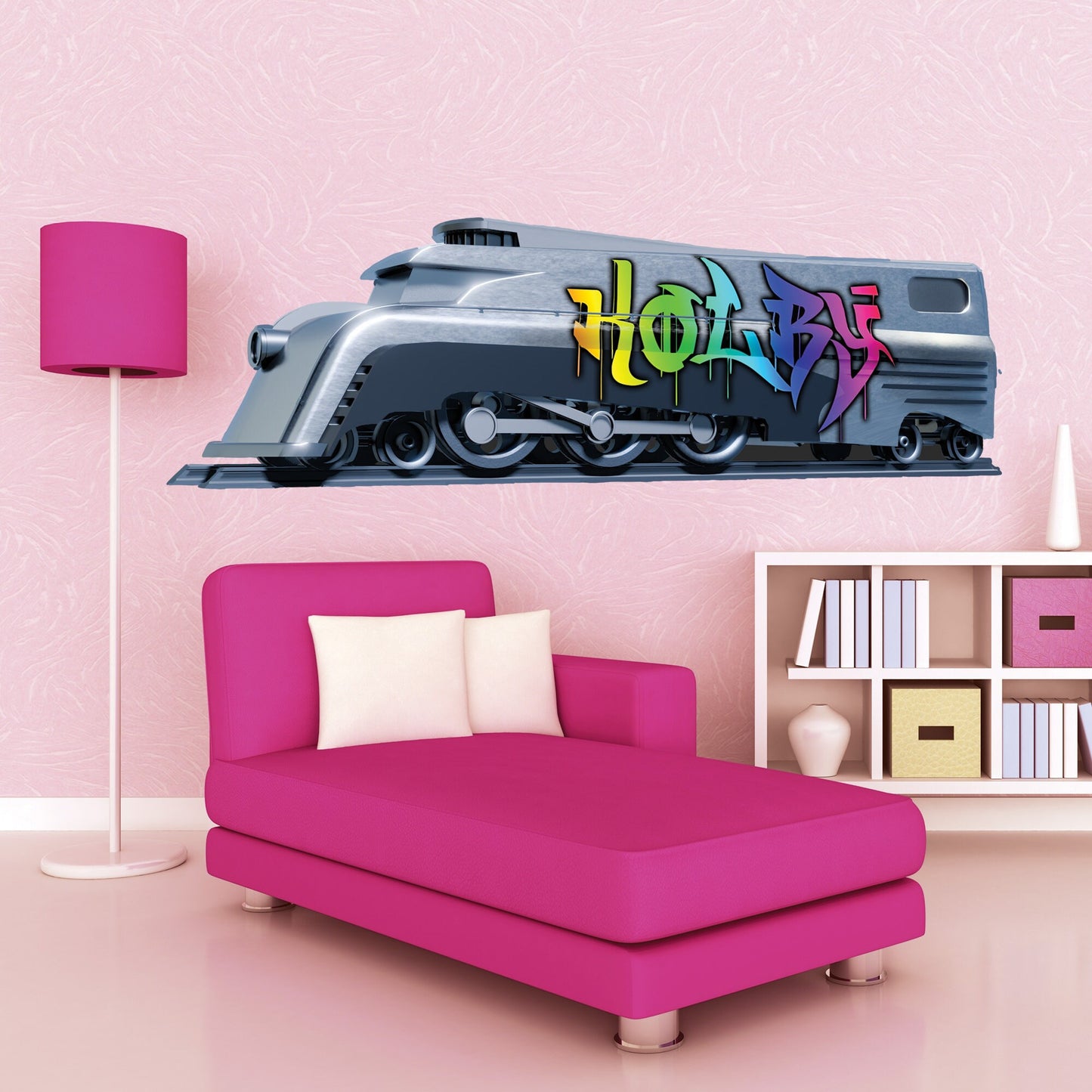 Personalized Locomotive Graffiti Name Wall Decal - Custom Train Wall Art, Kids' Room Wallpaper, Nursery Decor, Bedroom Mural, Wall Sticker