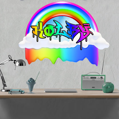 Rainbow Graffiti Wall Decal, Custom Nursery Wall Decor, Personalized Name Wall Sticker, Kids Wall Decal, Peel & Sticker Mural