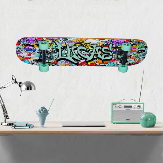 Personalized Skateboard Wall Decal - Custom Skate Name Sticker for Kids, Nursery Decor - Unique Art Mural, Colorful Wall Teen Room Decal