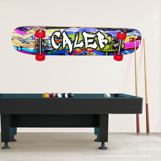 Custom Skateboard Name Wall Decal - Personalized Skate Sticker for Kids, Nursery Decor - Unique Colorful Art Mural, Teen Room Wall Decal