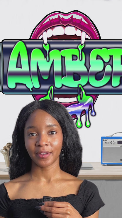 "Bite Me"-3 Graffiti Spray Can Vinyl Wall Decal – Custom Name, Sexy Vampire Mouth