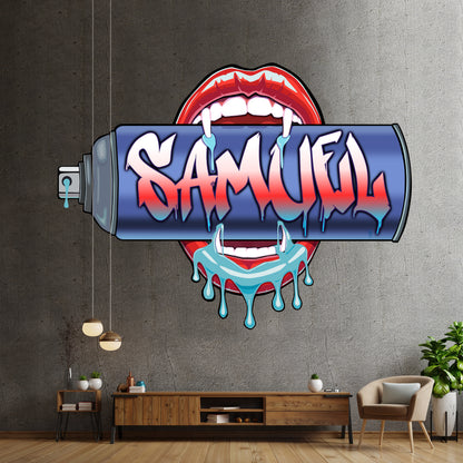 "Bite Me"-0 Graffiti Spray Can Vinyl Wall Decal – Custom Name Art, Sexy Vampire Mouth, Urban Street Style Decor